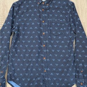 Old Navy Men's Navy Blue Geometric Button-Down Shirt